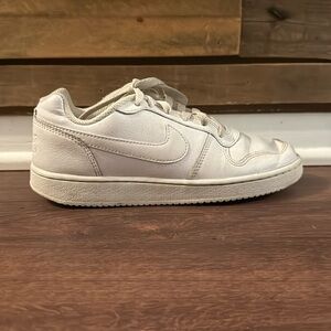 worn in, distressed, Nike, plain white shoes